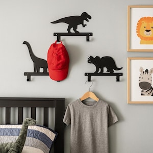 Kids Dinosaur Wall Hooks | Double Hooks | Backpack Hooks | Towel Hooks | Coat Hooks
