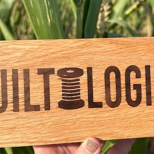 Quilters Clapper- Quiltologist- Walnut Wood Inlay-Handcrafted from Oak and Walnut Wood