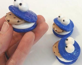 Handmade Blue Monster Cookie Eater Desk Buddy