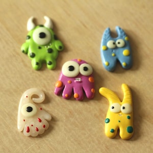 Glow in the Dark Monster Magnet: Handmade Clay Charm