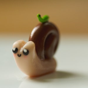 Snail With Worm/ Polymer Clay Snail With Worm Friend/ Snail Buddy/desk ...