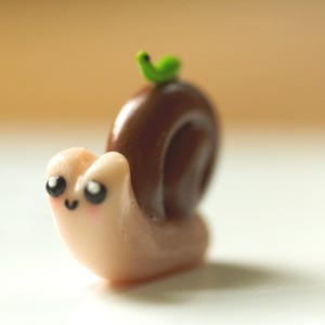 Polymer Clay Snail with Worm Buddy: Handmade Desk Decor