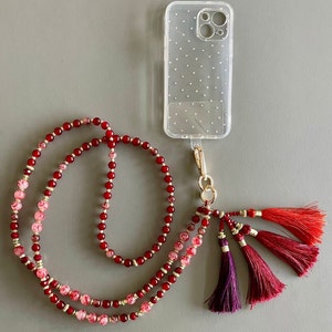 Phone chain/Phone lanyard/Phone strap/Cell phone chain/Phone necklace/Phone case lanyard/Handmade phone chain/Fashion phone chain/Gift Red