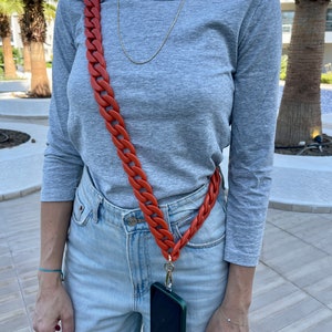 Phone leash/Phone chain/Phone lanyard/Phone strap/Cell phone chain/Phone necklace/Phone case lanyard/Fashion phone chain/Gift for her Orange