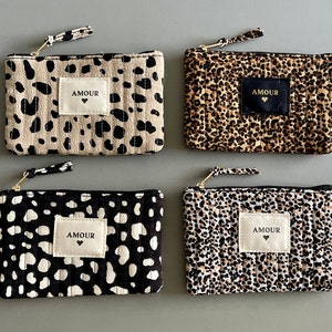 Amour Zipper pouch/ Purse/ Love\ Zipped fabric bag/ Coin purse/ Make up bag/ Pen case/ Animal print pouches/ Zipped purse/ Christmas Gift