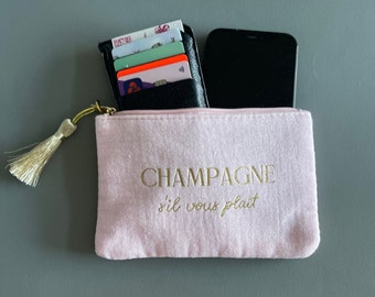 Zipper pouch/ Purse/ Zipped fabric bag/ Coin purse/ Make up bag/ Pen case/ Zipped purse / Champagne Please!