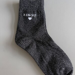 Sparkly Kiss French Socks Gift for Friends Love Socks Glitter Socks Birthday Gift Idea Christmas Gift Girlfriend Present image 6