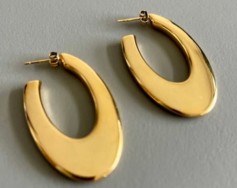 Big Chunky Oval Earrings /Gold Plated Stainless Steel Statement Earring  / Fashion Jewellery