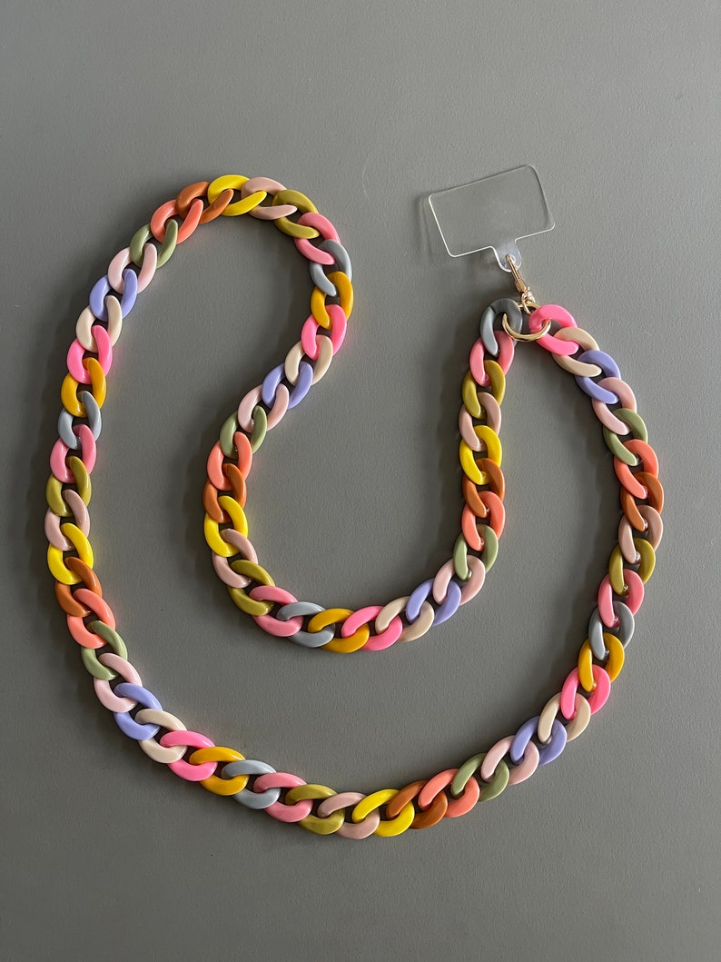 Phone chain/Phone lanyard/Phone strap/Cell phone chain/Phone necklace/Phone case lanyard/Handmade phone chain/Fashion phone chain/Gift Rainbow Pastel 150cm