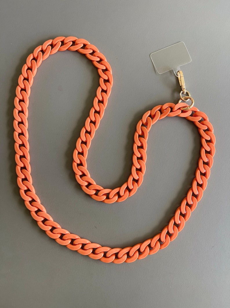 Phone chain/Phone lanyard/Phone strap/Cell phone chain/Phone necklace/Phone case lanyard/Handmade phone chain/Fashion phone chain/Gift Orange