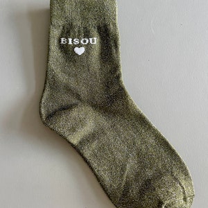 Sparkly Kiss French Socks Gift for Friends Love Socks Glitter Socks Birthday Gift Idea Christmas Gift Girlfriend Present image 4
