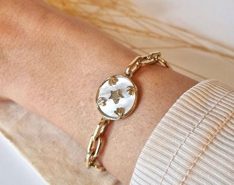 Gold Plated Stainless Steel Bracelet with star/Classic Design with a Modern Twist/Gift for her/Gold bracelet