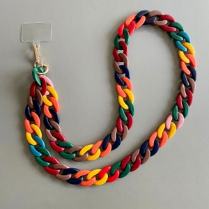 Phone leash/Phone chain/Phone lanyard/Phone strap/Cell phone chain/Phone necklace/Phone case lanyard/Fashion phone chain/Gift for her Rainbow