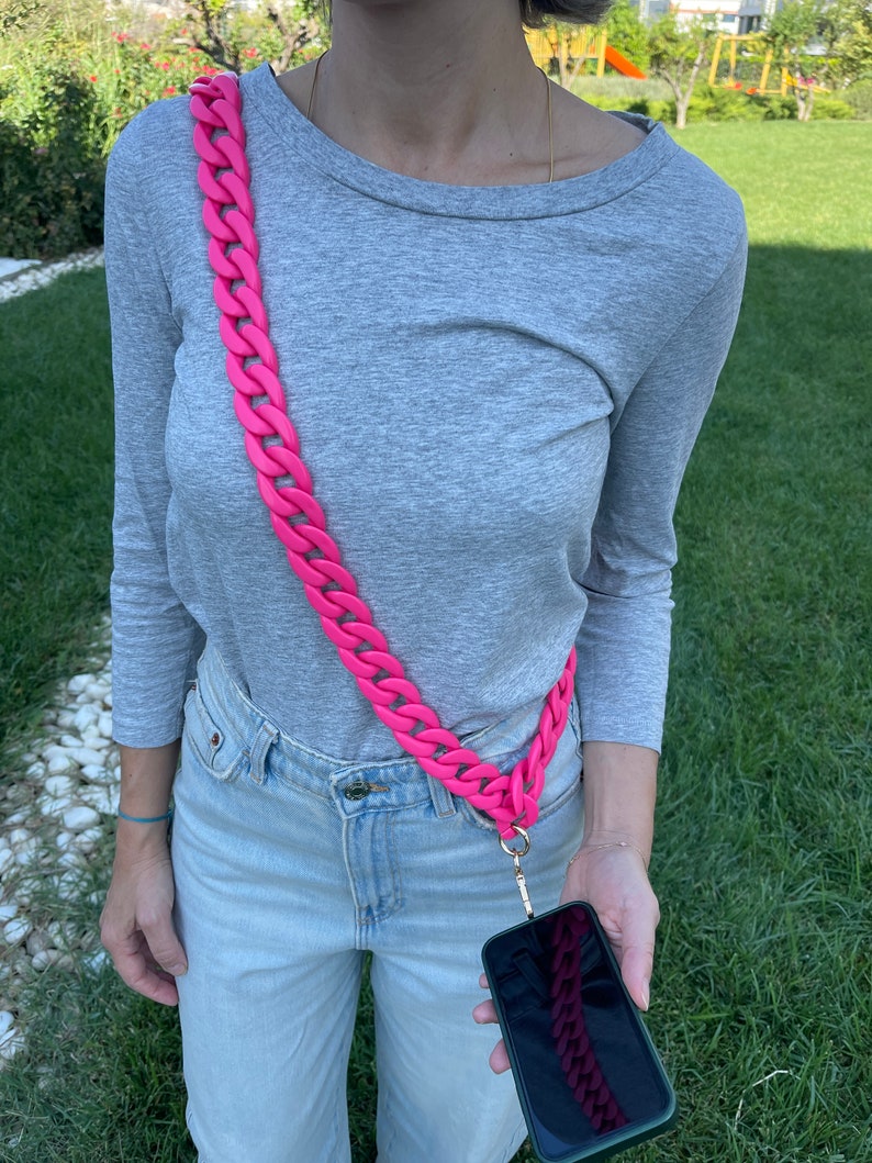 Phone leash/Phone chain/Phone lanyard/Phone strap/Cell phone chain/Phone necklace/Phone case lanyard/Fashion phone chain/Gift for her Dark Pink