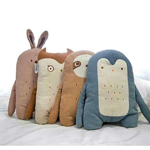 Almohadas de animales de estilo nórdico, almohada de bebé de conejo y pingüino de búho perezoso, cojín relajante para dormir para recién nacido, edredón para niños, juguetes de peluche, regalo