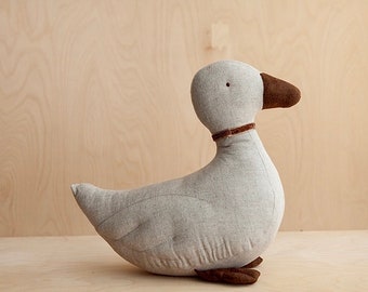 Nordic style Duck Soft Animal Stuffed Toy, Cotton Linen duckling Fabric toy, nursery Crib toy