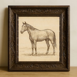 Cowboy Sketch Wall Art, Western Cowboy Line Drawing, Rustic Printable Wall Decor, Western Wall Decor, Vintage Horse Drawing, Digital Prints