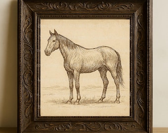 Cowboy Sketch Wall Art, Western Cowboy Line Drawing, Rustic Printable Wall Decor, Western Wall Decor, Vintage Horse Drawing, Digital Prints