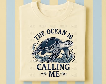 El océano me llama, tortuga marina png, verano png, camisa de verano, estética de verano, vintage png, alma de verano png, tortuga marina png, vida marina