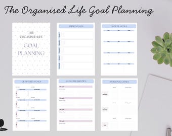 Planificación de objetivos para una vida organizada / Planificador de objetivos de 6 páginas / Descarga digital en PDF y plantilla de Canva