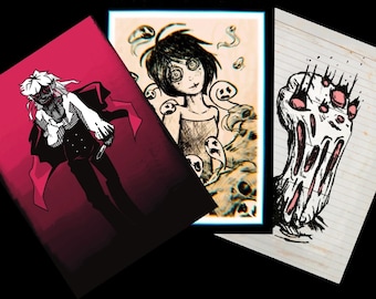 Original Horror Art Prints, Horror Artist, Gift for Horror Fans, cryptid creature fantasy dark art