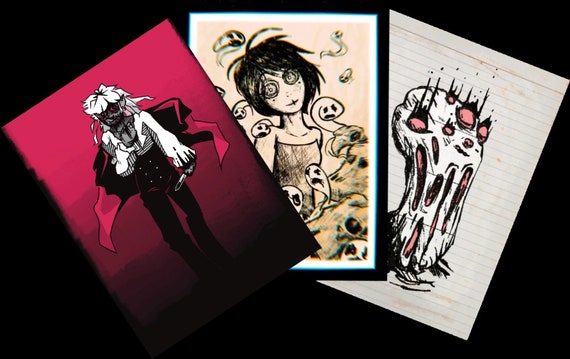 Original Horror Art Prints, Horror Artist, Gift for Horror Fans, cryptid creature fantasy dark art