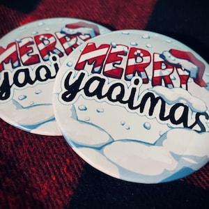 Merry Yaoimas 2.25” Pinback Button; Gift for Fujoshi