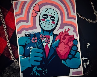 Jason Voorhees Art Print; Friday the 13th Valentine's Day