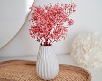 bouquet de fleurs séchées stabilisées gypsophile rose/rose avec vase en céramique - décoration printanière - cadeau - décoration de mariage