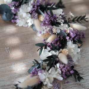 Couronne de fleurs séchées eucalyptus blanc violet cerceau de fleurs de mariage couronne de porte personnalisable image 8