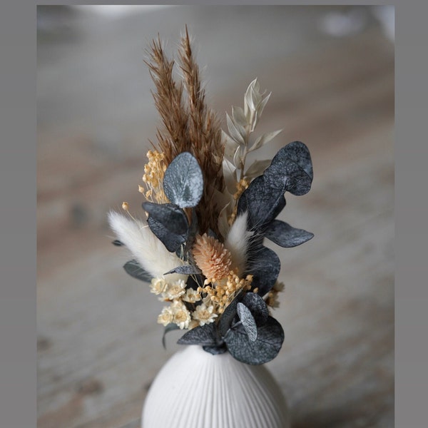 Mini Trockenblumenstrauß "Euka Love" creme/beige - Strauß für Tisch Dekoration