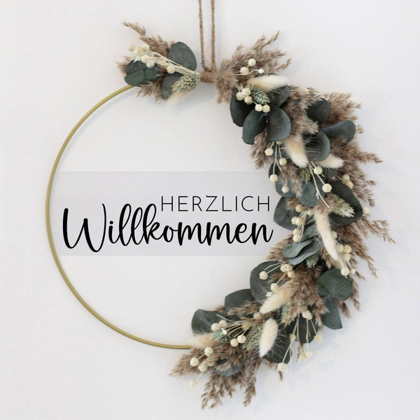 Trockenblumenring „Boho Eukalyptus“ - personalisierbar Türkranz - Wand Dekoration