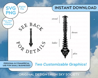 Chiropractor Spine SVG: 'See Back for Details' Design (Digital Download)