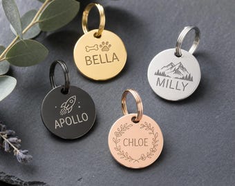 Personalised Dog Tag | Custom Engraved Pet ID Tag | Cat Name Tag | Silent Double Side Dog Tag | Pet Collar Tag | Puppy Kitten Tag | UK