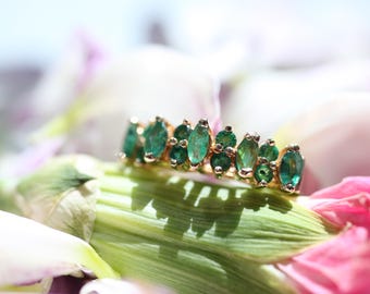 14k Gold Marquise Emerald Ring