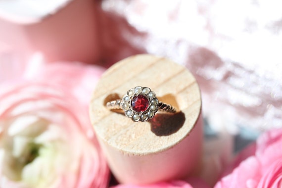 Ruby Flower Stick Pin Conversion - image 1