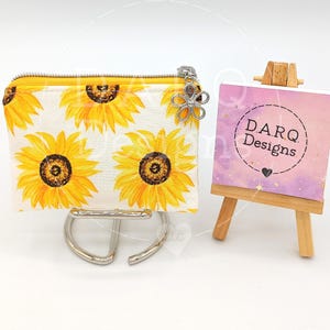 Small Sunflower Pouch | Top Zip Pouch | Coin Purse | Mini Pouch