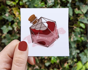 D20 Health Potion Vinyl Sticker, Dungeons And Dragons, Dice Sticker, D20 Potion Sticker, D&D Tabletop Gaming Sticker, Tabletop RPG Sticker