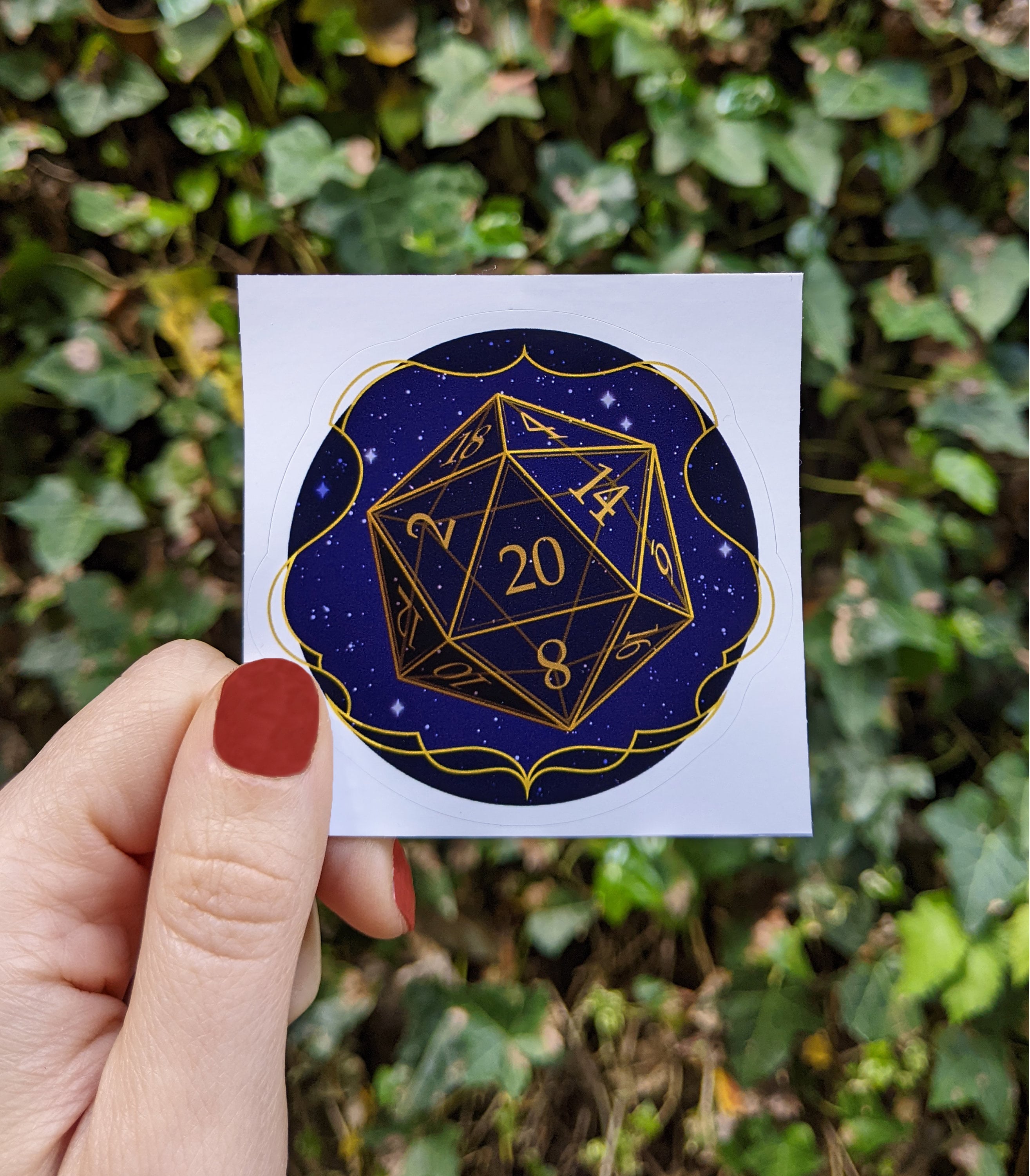 D20 Celestial Vinyl Sticker, Dungeons And Dragons, DND Gift, Dice Sticker, RPG Sticker, D&D Tabletop Gaming Sticker, Tabletop RPG Sticker