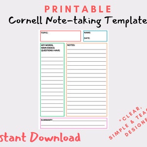 Cornell Note Taking Template *~Simple~*