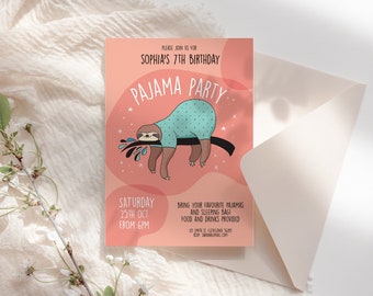 Pajama Birthday Invitation, Slumber Birthday Invite, Kids Party Invitation, Editable Invitation, Invite Template, Instant Download