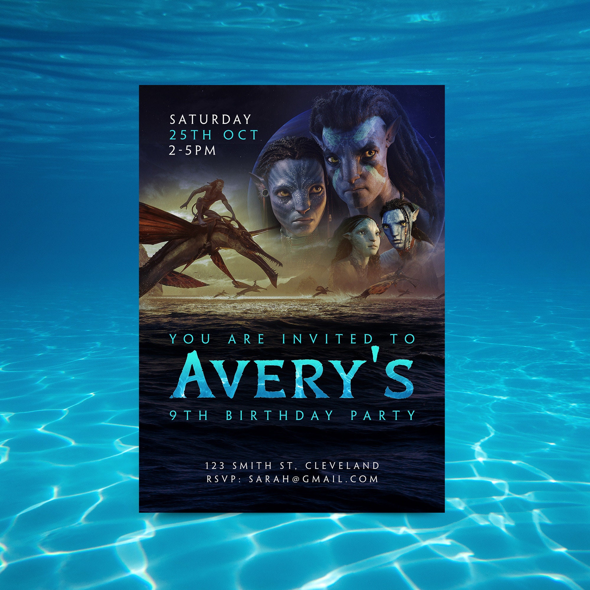 Avatar 2 Birthday Invitation, Avatar Kids Birthday Invite, the Way of ...