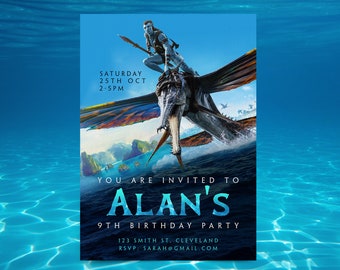 Avatar 2 Birthday Invitation, Avatar Kids Birthday Invite, The way of water, Editable Invitation, Invite Template, Instant Download, Kiri