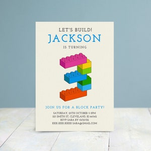 Blocks Birthday Invitation, Building Blocks Birthday Invite, Kids Party Invitation, Editable Invitation, Invite Template, Instant Download