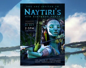 Avatar Birthday Invitation, Avatar Kids Birthday Invite, Naytiri invite, Editable Invitation, Invite Template, Instant Download, Naytiri