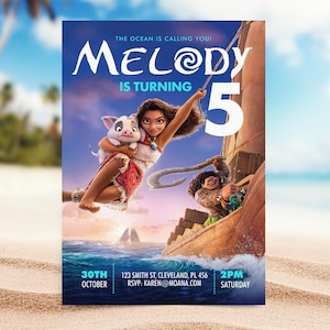 Moana 2 Birthday Invitation, Moana 2 Kids Birthday Invite, Maui invite, Editable Invitation, Invite Template, Instant Download, Moana 2