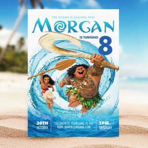 Moana Birthday Invitation, Moana Kids Birthday Invite, Maui invite, Editable Invitation, Invite Template, Instant Download, Moana