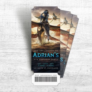 Avatar 2 Movie Ticket Geburtstagseinladung, Avatar Geburtstagseinladung, Der Weg des Wassers, bearbeitbare Einladung, Einladungsvorlage, Sofortiger Download