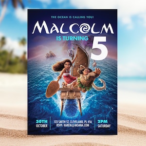 Moana 2 Birthday Invitation, Moana 2 Kids Birthday Invite, Maui invite, Editable Invitation, Invite Template, Instant Download, Moana 2