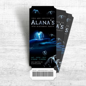 Avatar Movie Ticket Birthday Invitation, Avatar Birthday Invite, The way of water, Editable Invitation, Invite Template, Instant Download